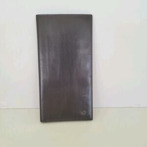 Dunhill Designer Checkbook Card Slim Bill Holder Wallet Brown Bifold Leather Vtg